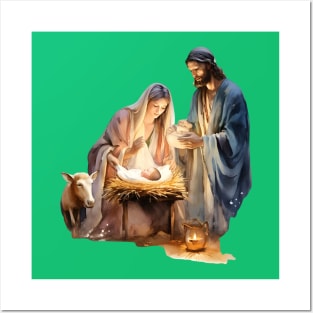 Watercolor Nativity Scene Posters and Art